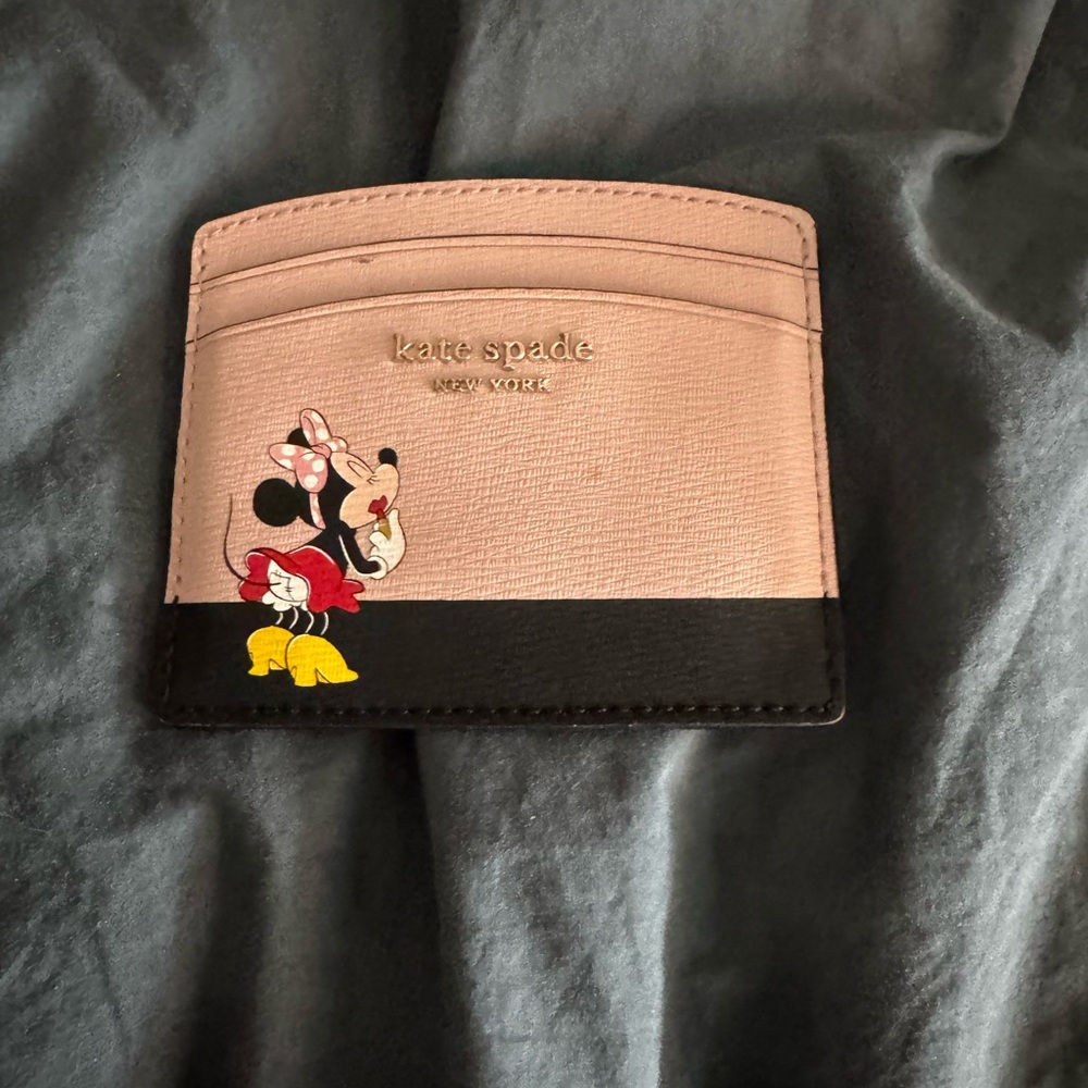 Kate Spade Pink and Black Minnie Mouse Card Holder
